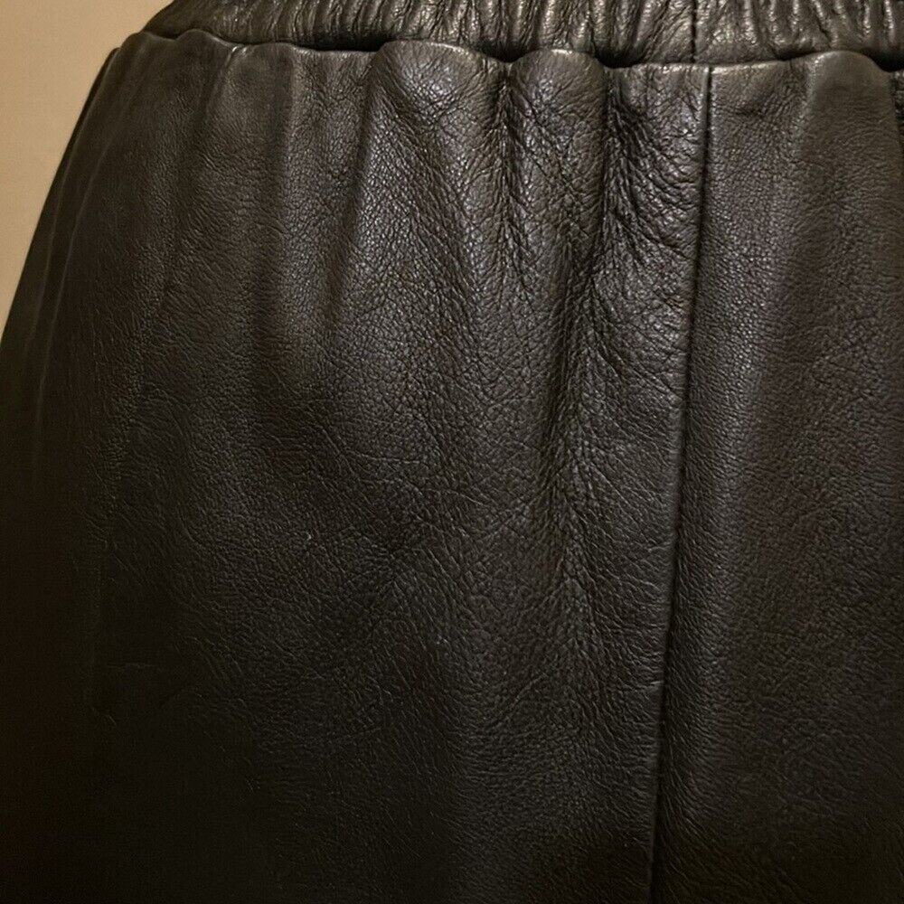 Vintage 1980's Saks Fifth Avenue Black A-Line Midi Leather Skirt Size M - Picture 10 of 14